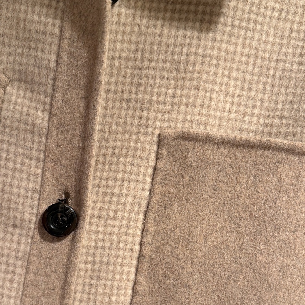 Zara Light Beige soft wool Checkered Shirt Jacket - Picture 3 of 6